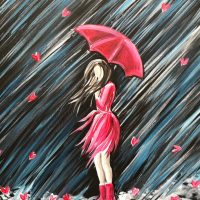 Girl in the Rain Canvas Paint & Sip Art