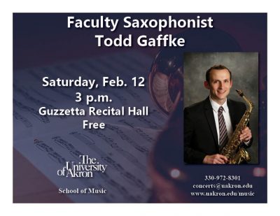 Faculty saxophonist Todd Gaffke
