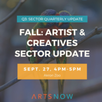 Fall: Artists and Creatives Sector Update, ArtsNow